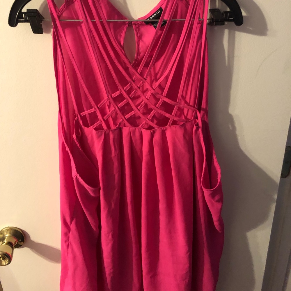 Hot pink strappy tank